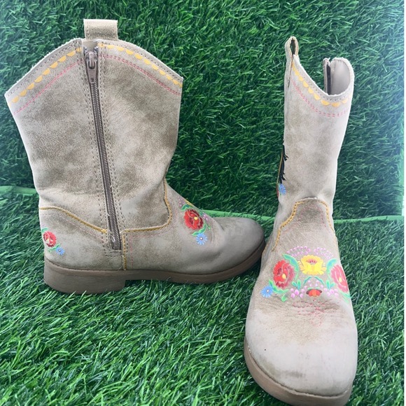 Girls Spirit Western Boots Horse Floral Folk Art Zip Kids Size 12 Fairytale - Picture 9 of 10